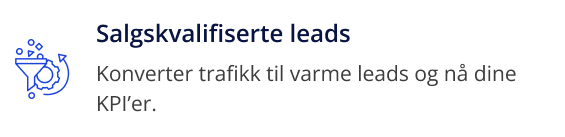 Salgskvalifiserte leads, Konverter trafikk til varme leads og nå dine KPI’er.